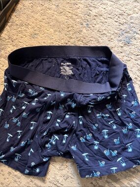 Goodfellow & Co Navy Blue Boxer Shorts with Light Blue Novelty Print